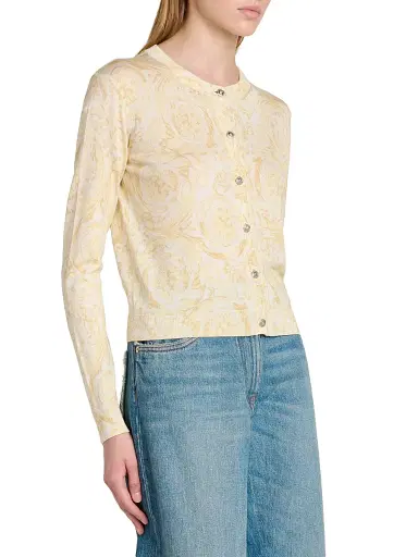Versace Women's Barocco Silk Cardigan - Washed Out Gold | Thumbnail 4 Versace Women's Barocco Silk Cardigan - Washed Out Gold | Thumbnail 4