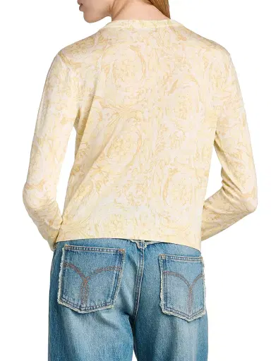 Versace Women's Barocco Silk Cardigan - Washed Out Gold | Thumbnail 5 Versace Women's Barocco Silk Cardigan - Washed Out Gold | Thumbnail 5