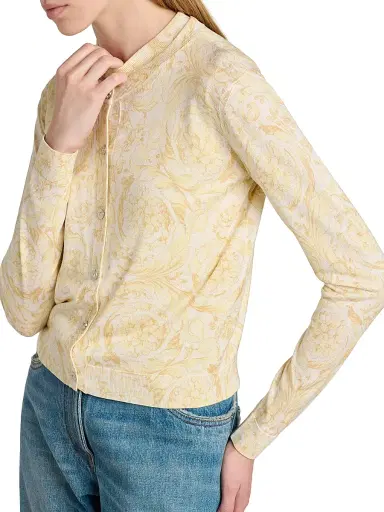 Versace Women's Barocco Silk Cardigan - Washed Out Gold | Thumbnail 6 Versace Women's Barocco Silk Cardigan - Washed Out Gold | Thumbnail 6