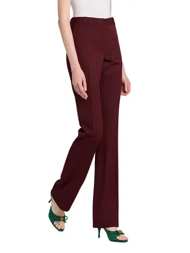 Versace Women's Stretch-Wool Straight-Leg Trousers - Burgundy | Thumbnail 3 Versace Women's Stretch-Wool Straight-Leg Trousers - Burgundy | Thumbnail 3