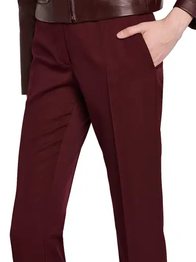 Versace Women's Stretch-Wool Straight-Leg Trousers - Burgundy | Thumbnail 5 Versace Women's Stretch-Wool Straight-Leg Trousers - Burgundy | Thumbnail 5
