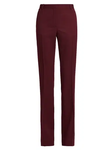 Versace Women's Stretch-Wool Straight-Leg Trousers - Burgundy | Thumbnail 1 Versace Women's Stretch-Wool Straight-Leg Trousers - Burgundy | Thumbnail 1
