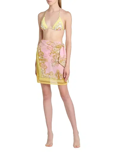 Versace Women's Printed Georgette Short Pareo - Pale Yellow Rose Quartz | Thumbnail 2 Versace Women's Printed Georgette Short Pareo - Pale Yellow Rose Quartz | Thumbnail 2