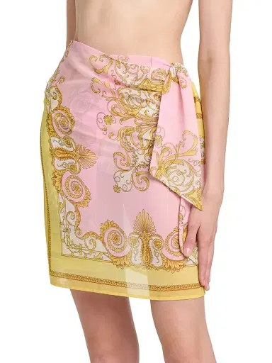 Versace Women's Printed Georgette Short Pareo - Pale Yellow Rose Quartz | Thumbnail 4 Versace Women's Printed Georgette Short Pareo - Pale Yellow Rose Quartz | Thumbnail 4