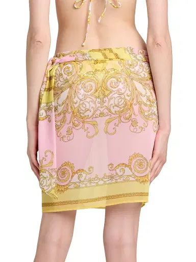 Versace Women's Printed Georgette Short Pareo - Pale Yellow Rose Quartz | Thumbnail 5 Versace Women's Printed Georgette Short Pareo - Pale Yellow Rose Quartz | Thumbnail 5