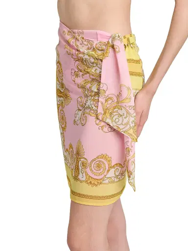 Versace Women's Printed Georgette Short Pareo - Pale Yellow Rose Quartz | Thumbnail 6 Versace Women's Printed Georgette Short Pareo - Pale Yellow Rose Quartz | Thumbnail 6