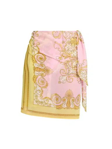 Versace Women's Printed Georgette Short Pareo - Pale Yellow Rose Quartz | Thumbnail 1 Versace Women's Printed Georgette Short Pareo - Pale Yellow Rose Quartz | Thumbnail 1