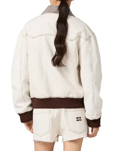 Miu Miu Women's Denim Blouson Jacket | Thumbnail 3 Miu Miu Women's Denim Blouson Jacket | Thumbnail 3