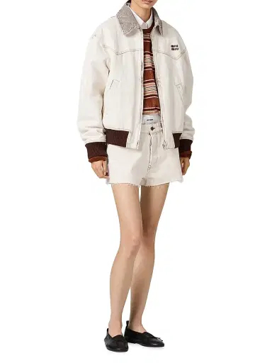 Miu Miu Women's Denim Blouson Jacket | Thumbnail 6 Miu Miu Women's Denim Blouson Jacket | Thumbnail 6