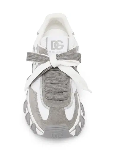 Dolce & Gabbana Men's Logo Two-Tone Nylon & Suede Low-Top Sneakers - Bianco Grigio - Size 13 | Thumbnail 4 Dolce & Gabbana Men's Logo Two-Tone Nylon & Suede Low-Top Sneakers - Bianco Grigio - Size 13 | Thumbnail 4