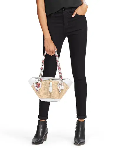 Dolce & Gabbana Women's Floral & Contrast-Trimmed Woven Raffia Shoulder Bag | Thumbnail 2 Dolce & Gabbana Women's Floral & Contrast-Trimmed Woven Raffia Shoulder Bag | Thumbnail 2