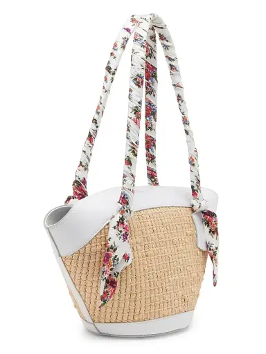 Dolce & Gabbana Women's Floral & Contrast-Trimmed Woven Raffia Shoulder Bag | Thumbnail 4 Dolce & Gabbana Women's Floral & Contrast-Trimmed Woven Raffia Shoulder Bag | Thumbnail 4