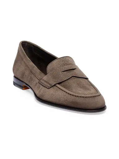 Santoni Women's Suede Penny Loafers - Brown | Thumbnail 2 Santoni Women's Suede Penny Loafers - Brown | Thumbnail 2
