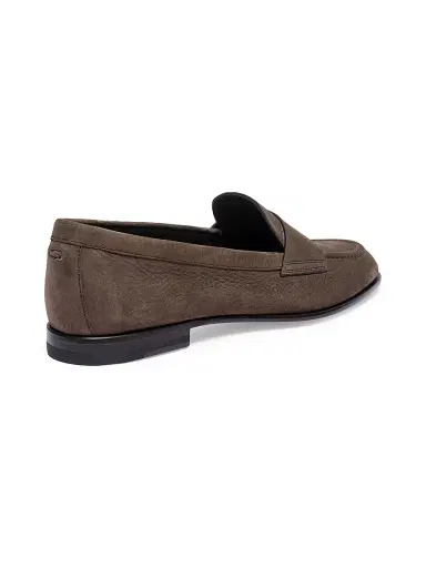 Santoni Women's Suede Penny Loafers - Brown | Thumbnail 3 Santoni Women's Suede Penny Loafers - Brown | Thumbnail 3