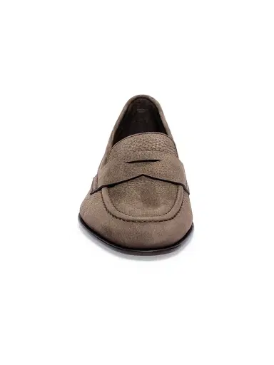 Santoni Women's Suede Penny Loafers - Brown | Thumbnail 4 Santoni Women's Suede Penny Loafers - Brown | Thumbnail 4
