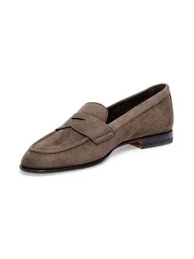 Santoni Women's Suede Penny Loafers - Brown | Thumbnail 5 Santoni Women's Suede Penny Loafers - Brown | Thumbnail 5