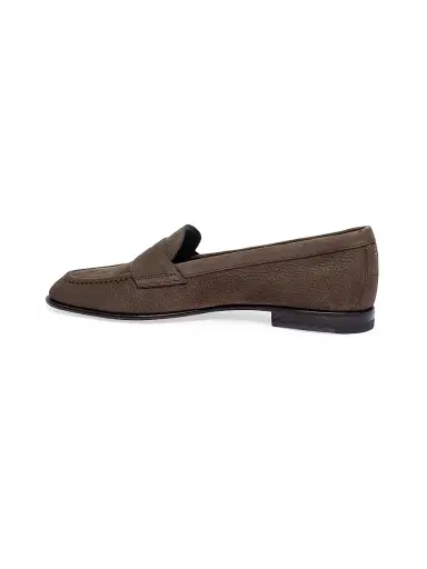 Santoni Women's Suede Penny Loafers - Brown | Thumbnail 6 Santoni Women's Suede Penny Loafers - Brown | Thumbnail 6