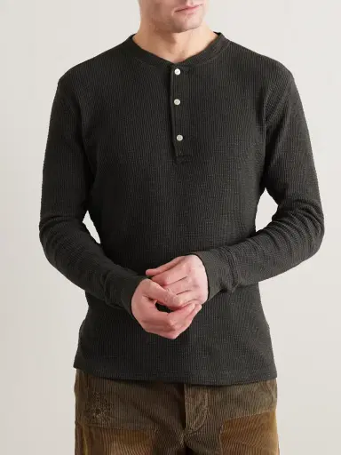 RRL Slim-Fit Textured-Cotton Henley T-Shirt - Men | Thumbnail 3 RRL Slim-Fit Textured-Cotton Henley T-Shirt - Men | Thumbnail 3