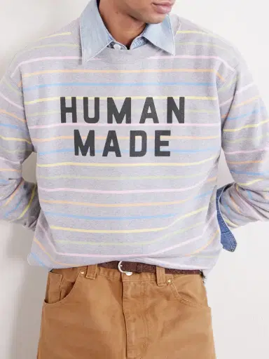 Human Made Logo-Print Striped Cotton-Jersey Sweatshirt - Men | Thumbnail 5 Human Made Logo-Print Striped Cotton-Jersey Sweatshirt - Men | Thumbnail 5