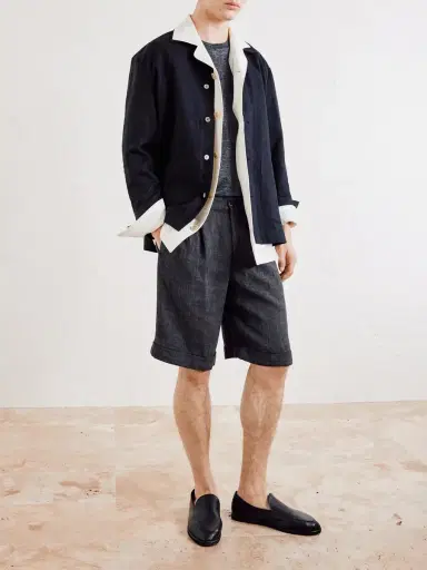 Barena Scandola Simodo Straight-Leg Pleated Linen-Blend Gabardine Shorts - Men | Thumbnail 2 Barena Scandola Simodo Straight-Leg Pleated Linen-Blend Gabardine Shorts - Men | Thumbnail 2
