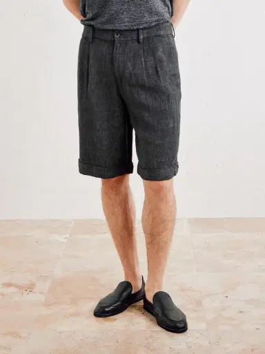 Barena Scandola Simodo Straight-Leg Pleated Linen-Blend Gabardine Shorts - Men | Thumbnail 3 Barena Scandola Simodo Straight-Leg Pleated Linen-Blend Gabardine Shorts - Men | Thumbnail 3