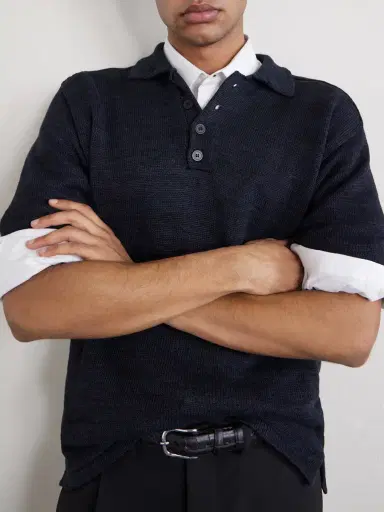 Inis Meáin Knitted Linen Polo Shirt - Men | Thumbnail 5 Inis Meáin Knitted Linen Polo Shirt - Men | Thumbnail 5