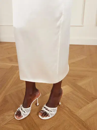 Amina Muaddi Eleonora Bow-detailed Lace And Leather Mules | Thumbnail 2 Amina Muaddi Eleonora Bow-detailed Lace And Leather Mules | Thumbnail 2