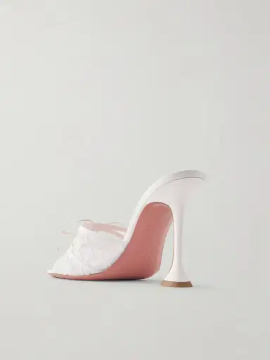 Amina Muaddi Eleonora Bow-detailed Lace And Leather Mules | Thumbnail 3 Amina Muaddi Eleonora Bow-detailed Lace And Leather Mules | Thumbnail 3