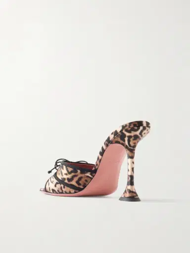 Amina Muaddi Eleonora Bow-detailed Leopard-print Satin Mules | Thumbnail 3 Amina Muaddi Eleonora Bow-detailed Leopard-print Satin Mules | Thumbnail 3