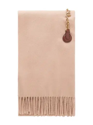 Chloé Fringed Embellished Leather-trimmed Wool Scarf | Thumbnail 1 Chloé Fringed Embellished Leather-trimmed Wool Scarf | Thumbnail 1