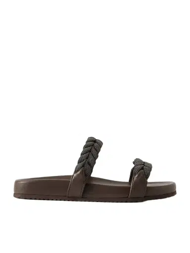 Brunello Cucinelli Bead-embellished Leather Sandals | Thumbnail 1 Brunello Cucinelli Bead-embellished Leather Sandals | Thumbnail 1