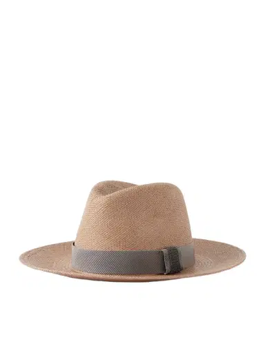 Brunello Cucinelli Embellished Grosgrain-trimmed Straw Hat | Thumbnail 1 Brunello Cucinelli Embellished Grosgrain-trimmed Straw Hat | Thumbnail 1