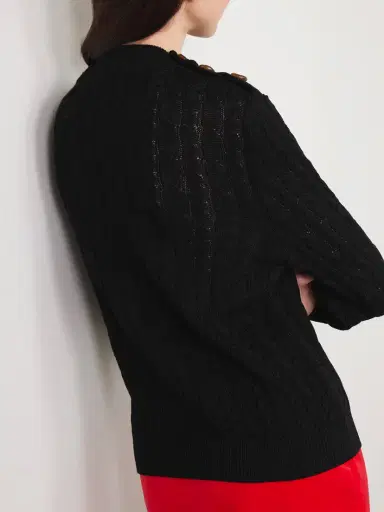 Blazé Milano Button-embellished Cable-knit Cotton Sweater | Thumbnail 3 Blazé Milano Button-embellished Cable-knit Cotton Sweater | Thumbnail 3