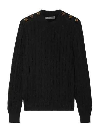 Blazé Milano Button-embellished Cable-knit Cotton Sweater | Thumbnail 1 Blazé Milano Button-embellished Cable-knit Cotton Sweater | Thumbnail 1