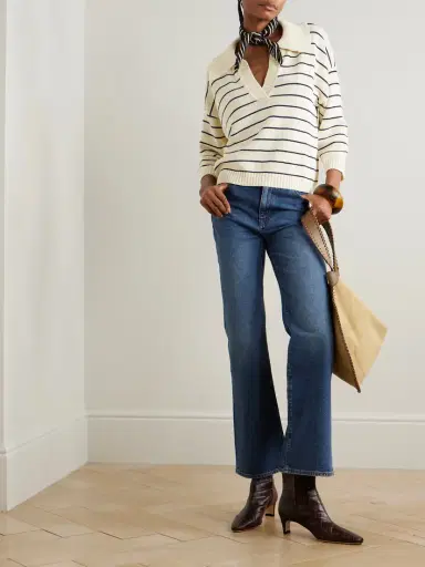 Frame The Striped Easy Cotton-blend Polo Sweater | Thumbnail 2 Frame The Striped Easy Cotton-blend Polo Sweater | Thumbnail 2