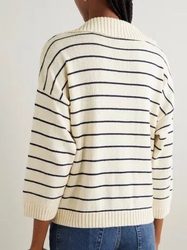 Frame The Striped Easy Cotton-blend Polo Sweater | Thumbnail 3 Frame The Striped Easy Cotton-blend Polo Sweater | Thumbnail 3