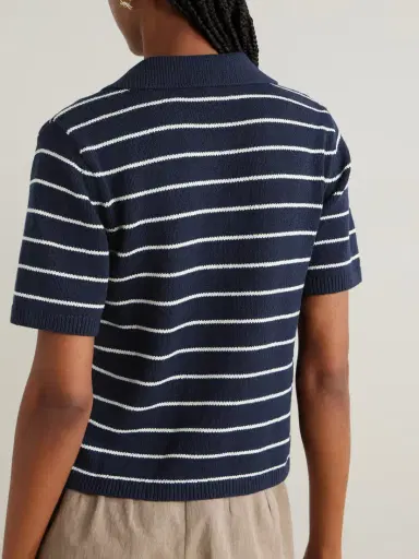 Frame The Striped Easy Cotton-blend Polo Shirt | Thumbnail 3 Frame The Striped Easy Cotton-blend Polo Shirt | Thumbnail 3