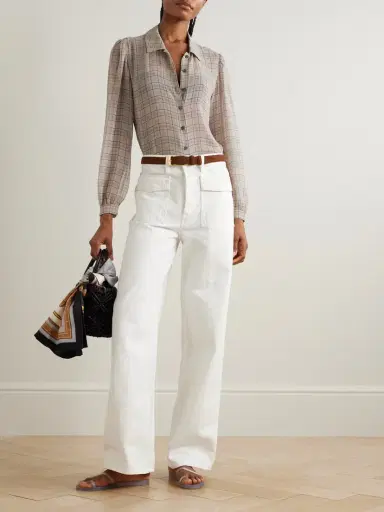 Frame The Plaid Staple Gathered Checked Silk-chiffon Shirt | Thumbnail 2 Frame The Plaid Staple Gathered Checked Silk-chiffon Shirt | Thumbnail 2