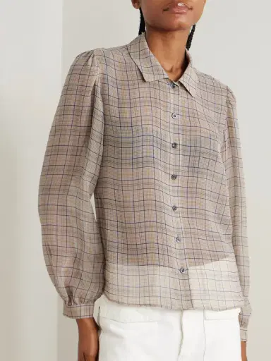 Frame The Plaid Staple Gathered Checked Silk-chiffon Shirt | Thumbnail 3 Frame The Plaid Staple Gathered Checked Silk-chiffon Shirt | Thumbnail 3