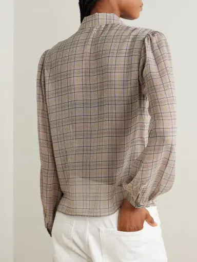 Frame The Plaid Staple Gathered Checked Silk-chiffon Shirt | Thumbnail 4 Frame The Plaid Staple Gathered Checked Silk-chiffon Shirt | Thumbnail 4