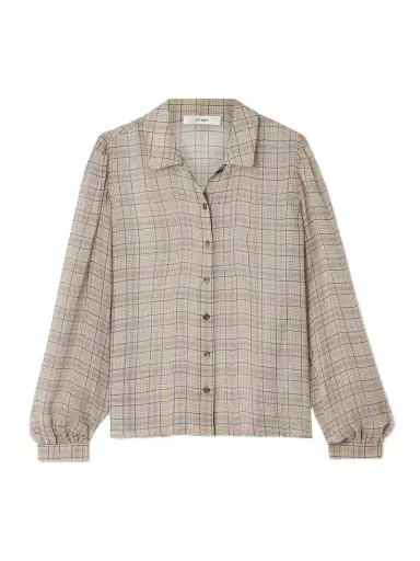 Frame The Plaid Staple Gathered Checked Silk-chiffon Shirt | Thumbnail 1 Frame The Plaid Staple Gathered Checked Silk-chiffon Shirt | Thumbnail 1