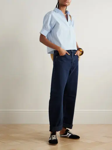 Frame The Striped Popover Cotton-poplin Blouse | Thumbnail 2 Frame The Striped Popover Cotton-poplin Blouse | Thumbnail 2