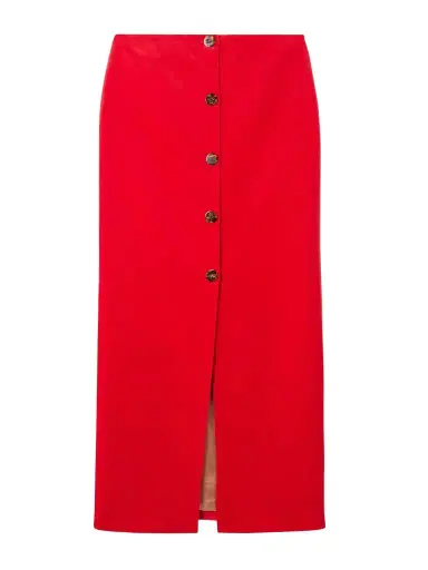 Blazé Milano Jealousy Malaya Button-embellished Cotton And Linen-blend Velvet Midi Skirt | Thumbnail 1 Blazé Milano Jealousy Malaya Button-embellished Cotton And Linen-blend Velvet Midi Skirt | Thumbnail 1