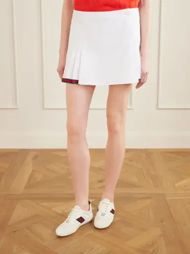 Gucci Webbing-trimmed Pleated Cotton-poplin Mini Skirt | Thumbnail 5 Gucci Webbing-trimmed Pleated Cotton-poplin Mini Skirt | Thumbnail 5