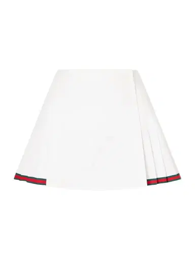 Gucci Webbing-trimmed Pleated Cotton-poplin Mini Skirt | Thumbnail 1 Gucci Webbing-trimmed Pleated Cotton-poplin Mini Skirt | Thumbnail 1