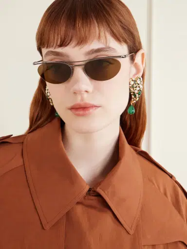 Saint Laurent Eyewear Oval-frame Silver-tone Sunglasses | Thumbnail 2 Saint Laurent Eyewear Oval-frame Silver-tone Sunglasses | Thumbnail 2