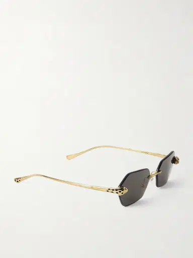 Cartier Eyewear Panthère De Cartier Rimless Hexagon-frame Gold-tone Sunglasses | Thumbnail 3 Cartier Eyewear Panthère De Cartier Rimless Hexagon-frame Gold-tone Sunglasses | Thumbnail 3