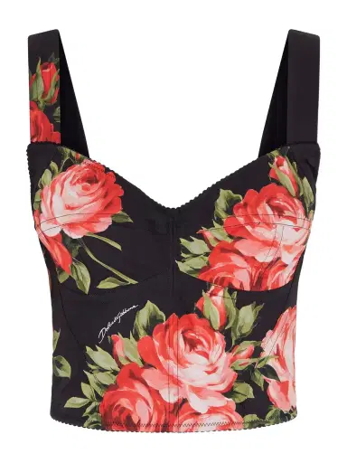 Dolce & Gabbana Floral-print Cotton-blend Poplin Bustier Top | Thumbnail 1 Dolce & Gabbana Floral-print Cotton-blend Poplin Bustier Top | Thumbnail 1