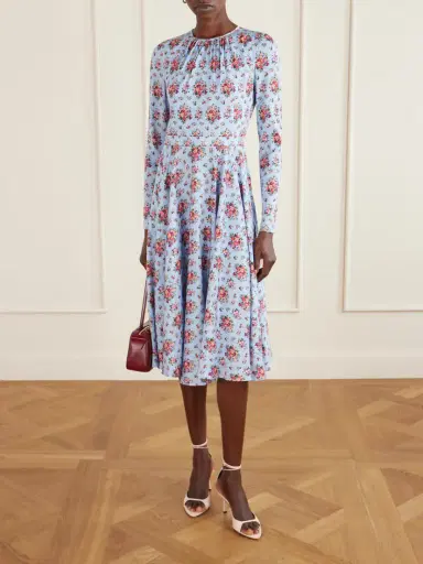 Dolce & Gabbana Belted Gathered Floral-print Silk-blend Midi Dress | Thumbnail 2 Dolce & Gabbana Belted Gathered Floral-print Silk-blend Midi Dress | Thumbnail 2
