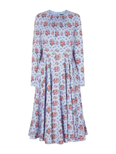Dolce & Gabbana Belted Gathered Floral-print Silk-blend Midi Dress | Thumbnail 1 Dolce & Gabbana Belted Gathered Floral-print Silk-blend Midi Dress | Thumbnail 1